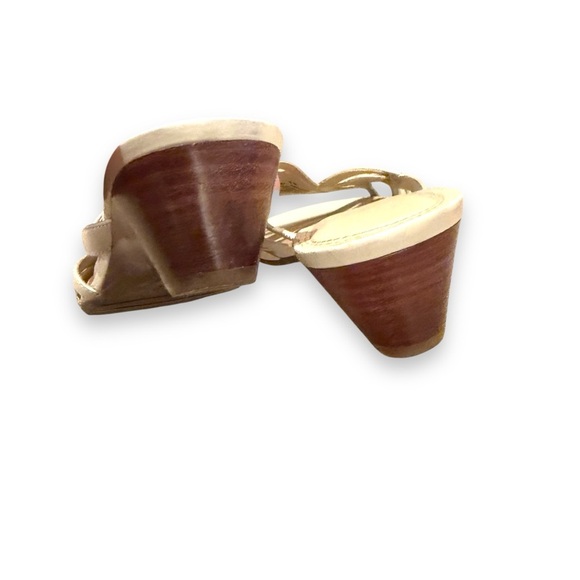 Naturalizer Beige Leather Open Toe Strappy Slip‎ On Heel Sandals Sz 8 - Picture 5 of 12